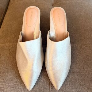 Taryn Rose Metallic Silver Mules